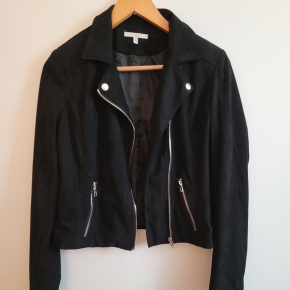 VEVERET Women’s moto style zip jacket black size Large - Picture 3 of 5